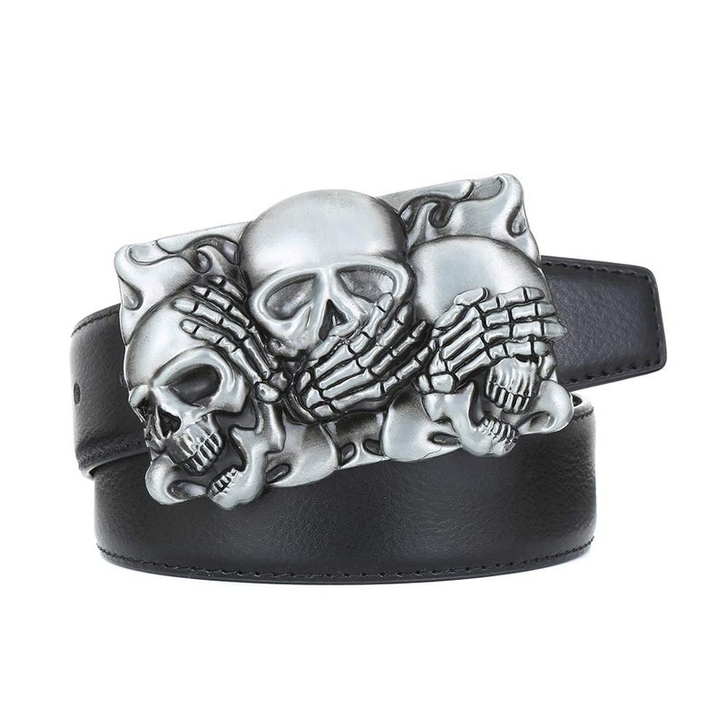 KDG Western cowboy belt buckle for belt accessories Custom buckle (Three Skull Head) - Image 2
